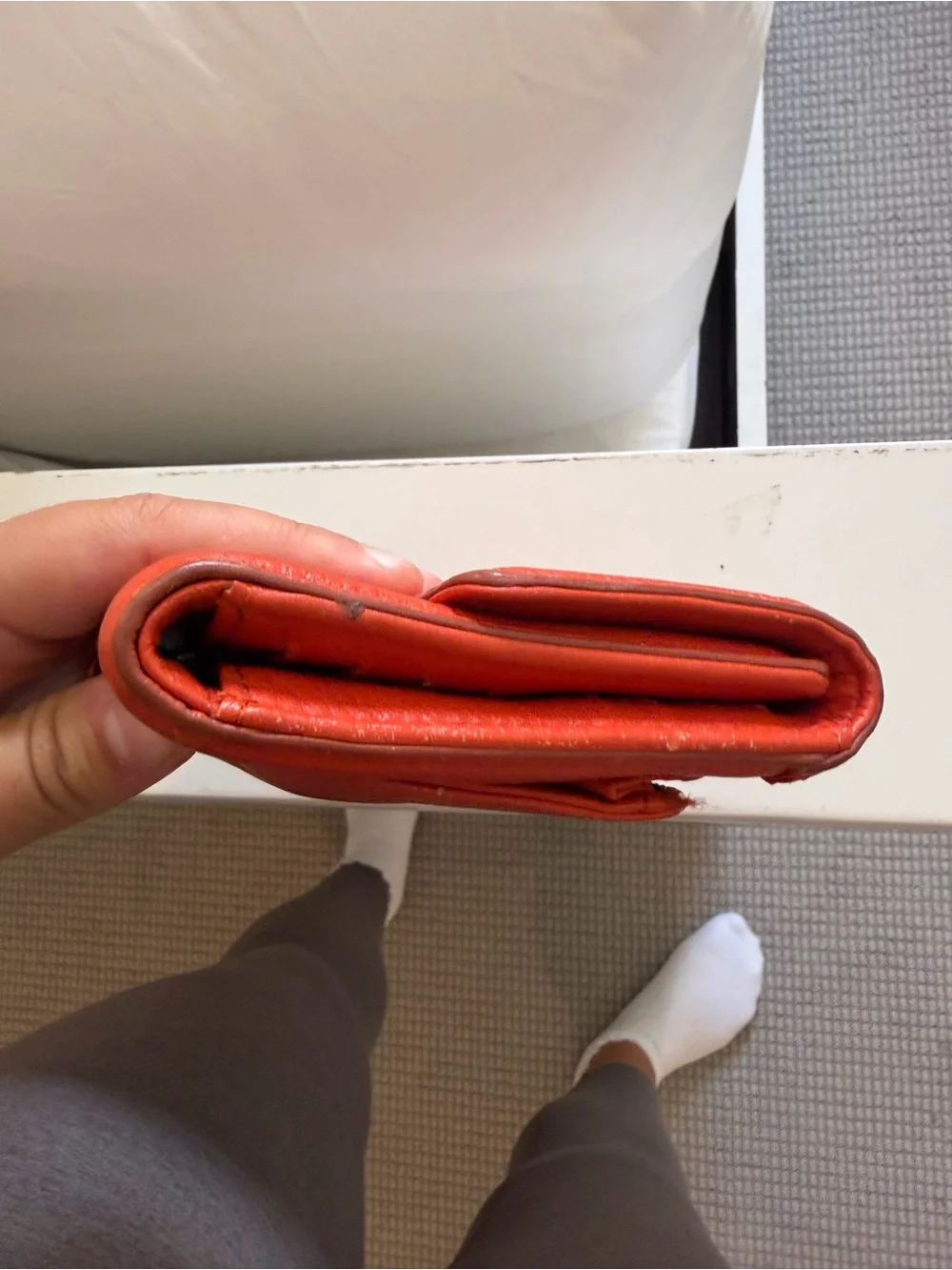 Tory Burch orange Leather Trifold Wallet